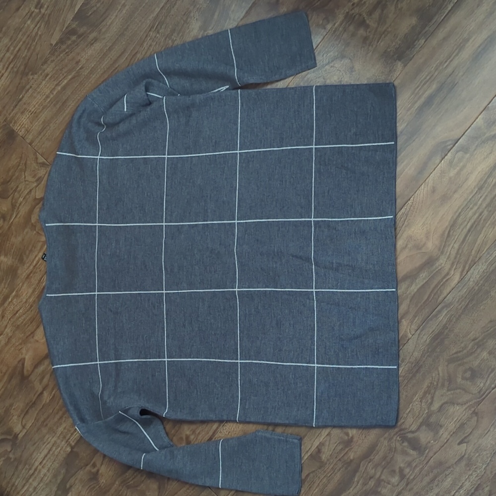 Eileen Fisher Merino Wool Windowpane Zip Cardigan Sweater - Picture 3 of 9